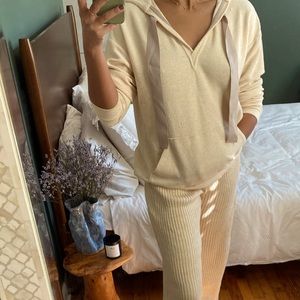 Lou & Grey, cream terry cloth hoodie